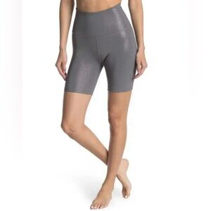 Beyond Yoga Women's Gray Gunmetal Twinkle High Waist Bike Shorts Size S